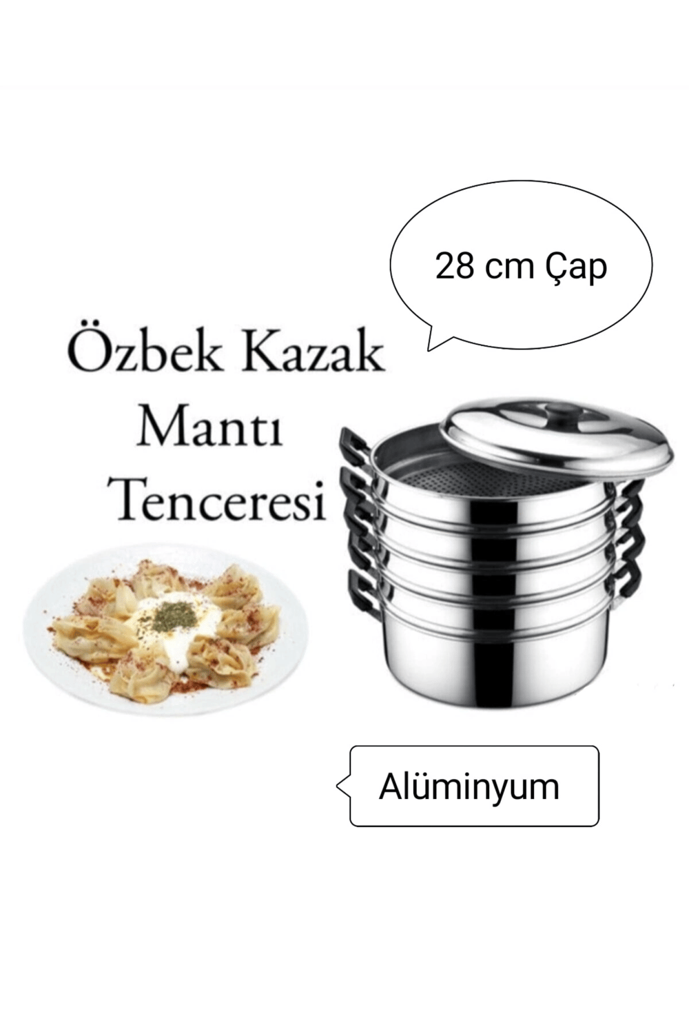 Alüminyum mantı tenceresi seti 6 parça metalik renk dış ve iç alüminyum tencere - Ev & Mobilya