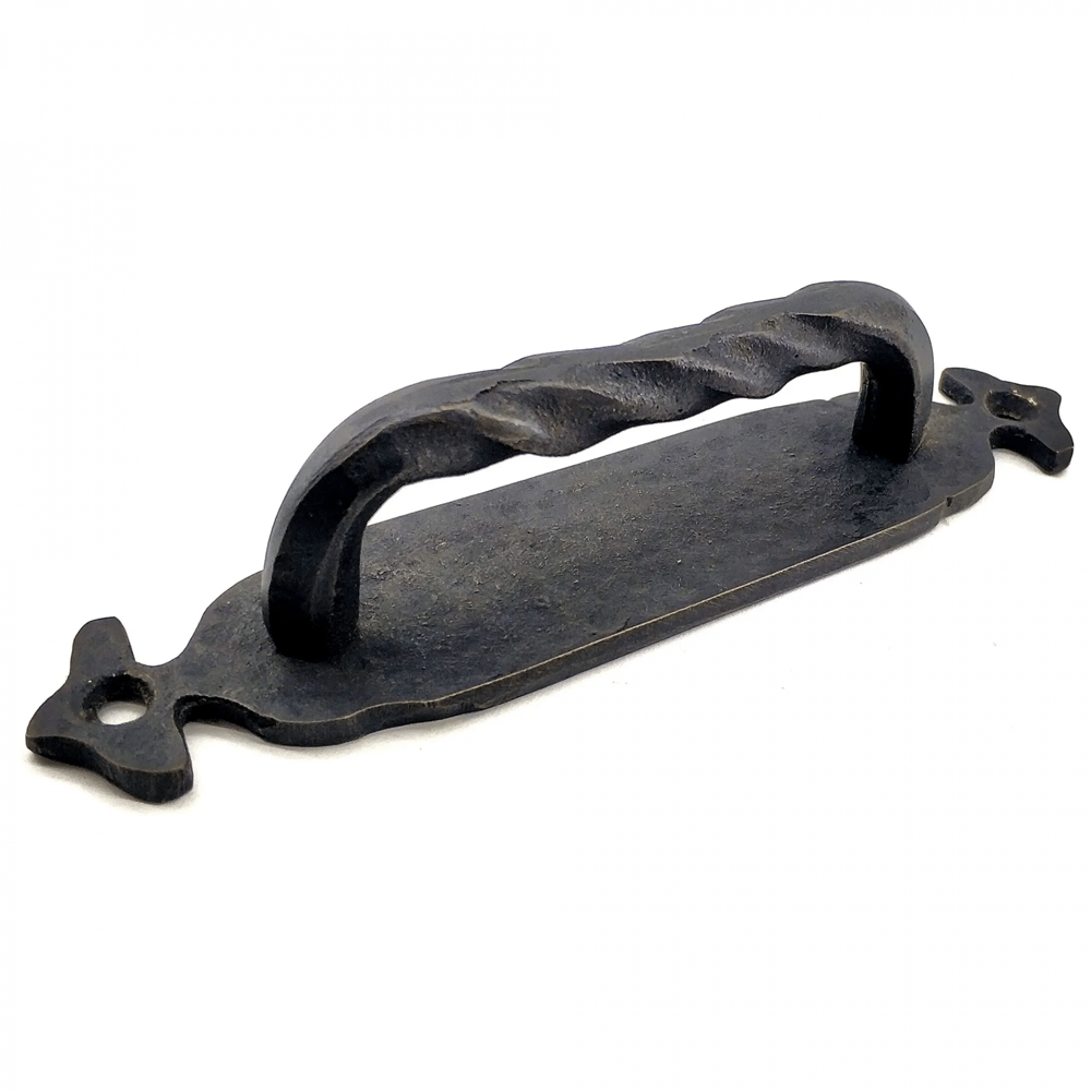 Antika Tarz Dekoratif Pirinç Burgulu Çekme Kol - 148x33 Mm, Oksit