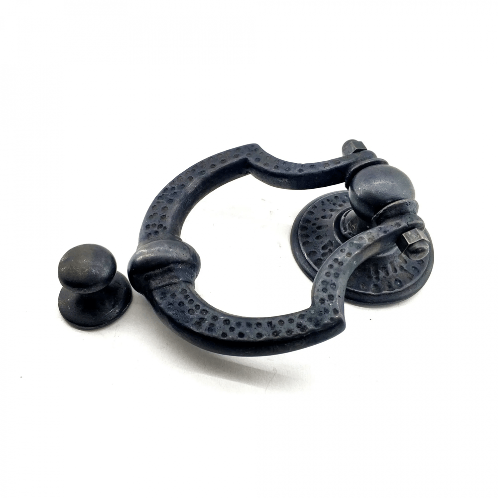 Antika Tarz Dekoratif Pirinç Dövme Kapı Tokmağı, Taktak - 150x105 Mm, Oksit