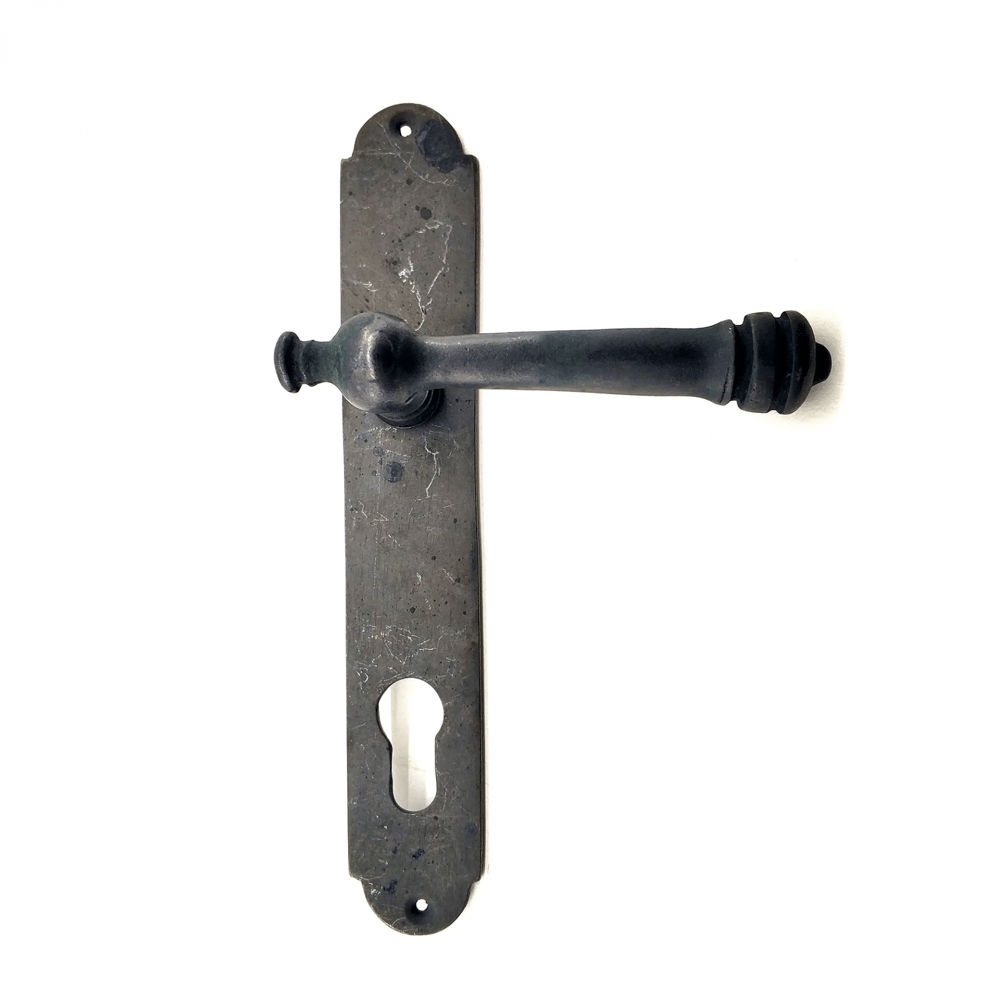 Antika Tarz Dekoratif Pirinç Taşra Yale Kapı Kolu - 220x35 Mm, Oksit