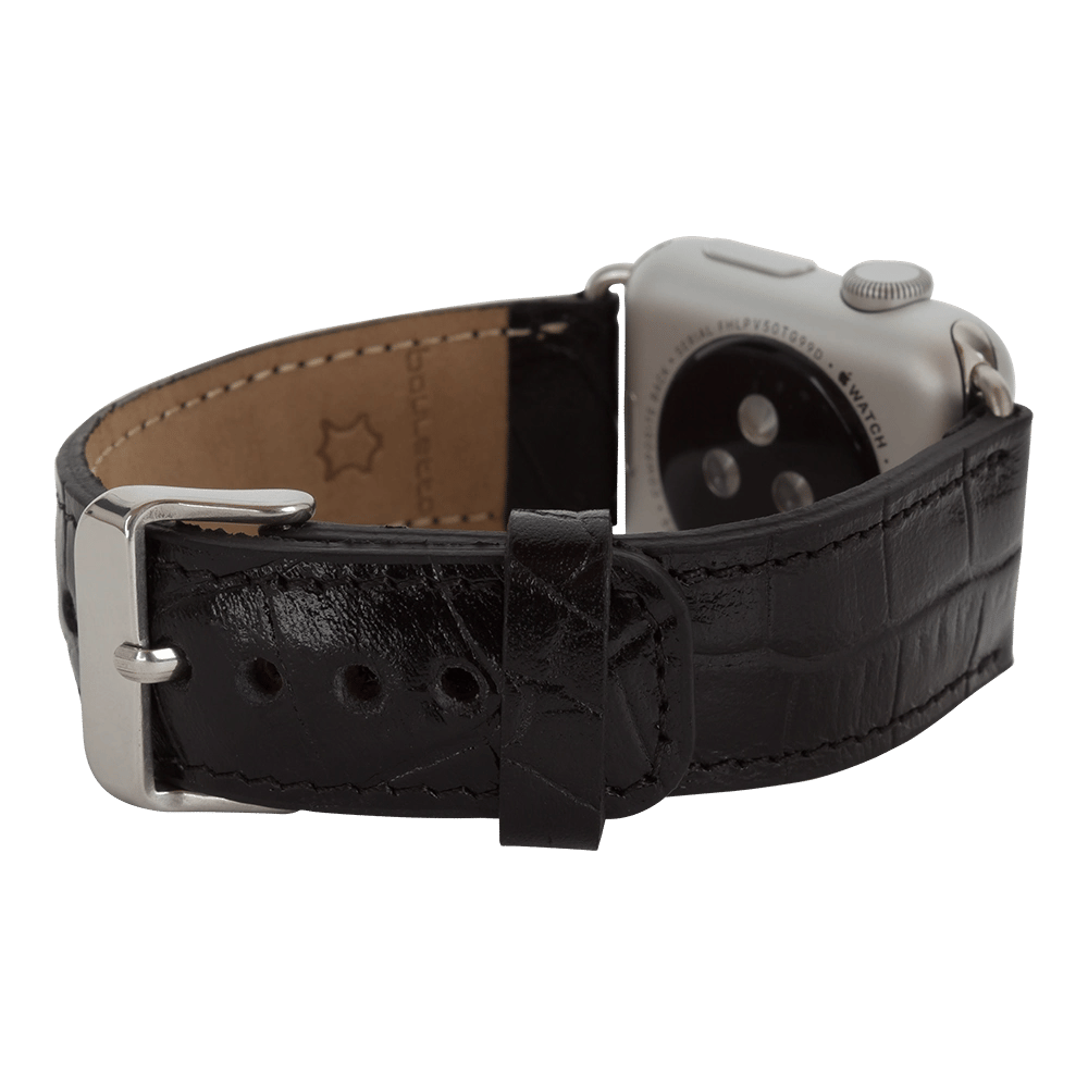 Apple Watch Uyumlu Deri Kordon 42-44-45mm Kroko Siyah