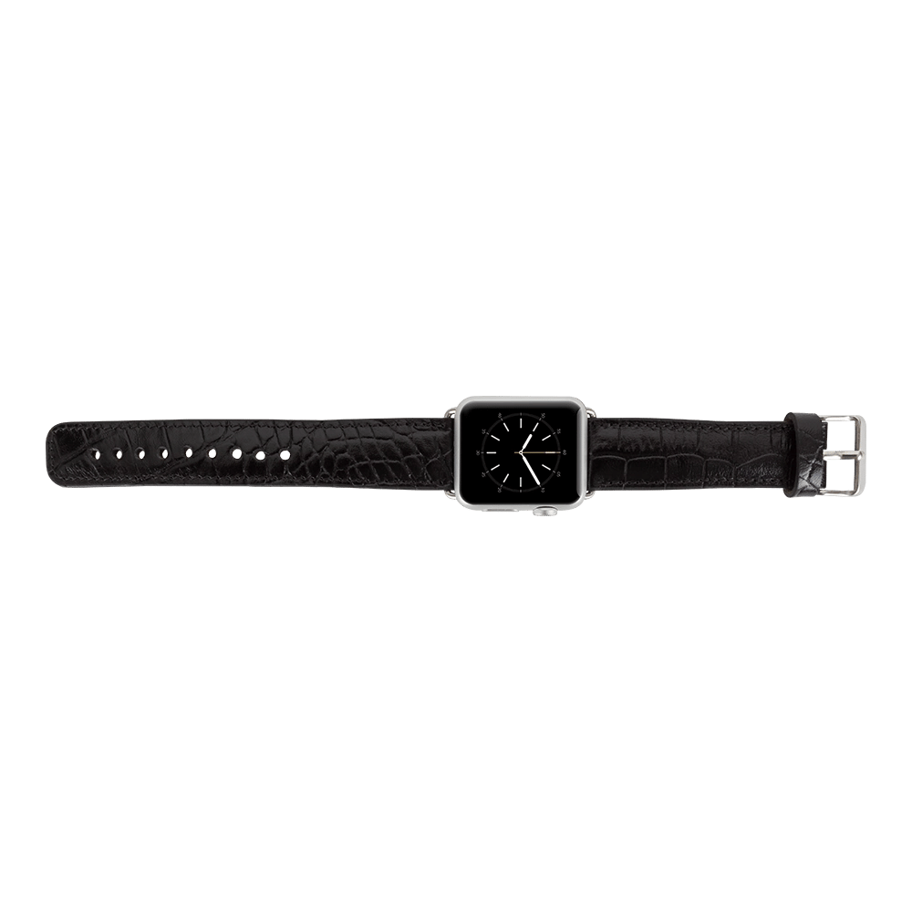 Apple Watch Uyumlu Deri Kordon 42-44-45mm Kroko Siyah
