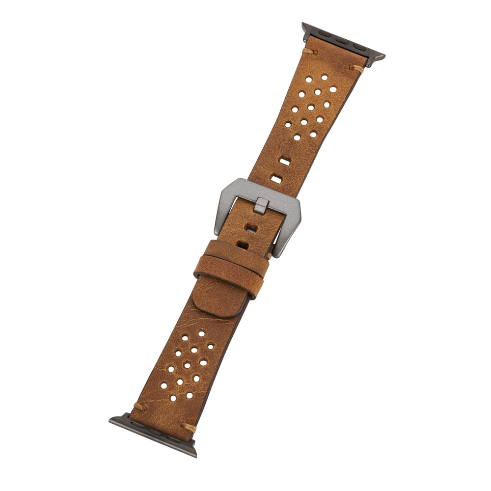 Apple Watch Uyumlu Deri Kordon Vigo 42-44-45mm G19 Taba