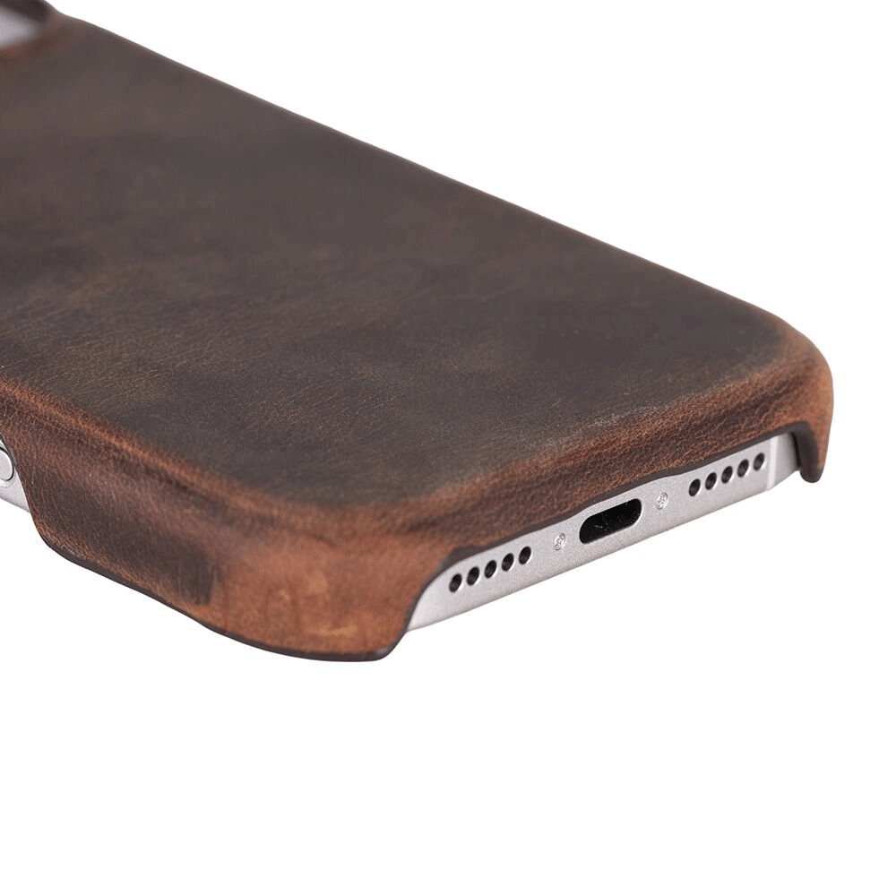 Apple iPhone 17 için, Hakiki Deri, El Yapımı Kılıf, Magsafe ile uyumlu, İç Yüzeyi Kadife,Antik Kahve