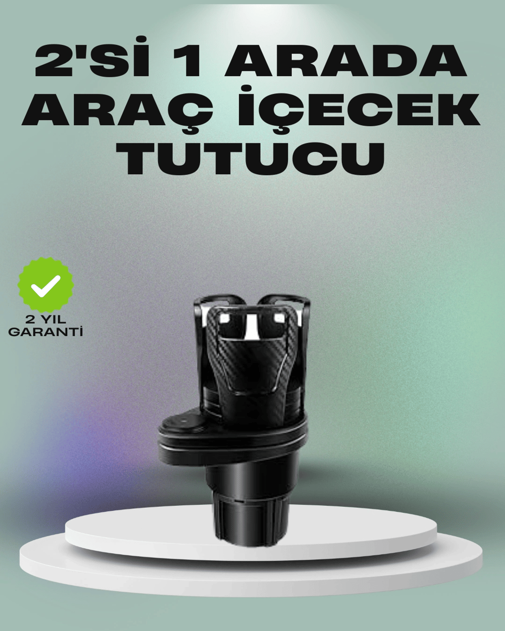 Araba Çift Bardak Tutucu 360° Dönebilen İkisi Bir Arada Ayarlanabilir