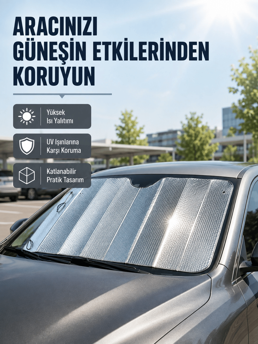 Araba Güneşliği Alüminyum Yansıtıcı Yüzeyle Etkili Isı Koruması