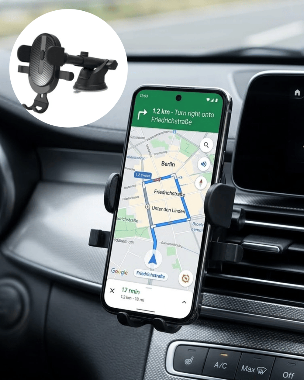 Araç Havalandırma Telefon Tutucu 360 Derece Döner Otomatik Kilitli Stand