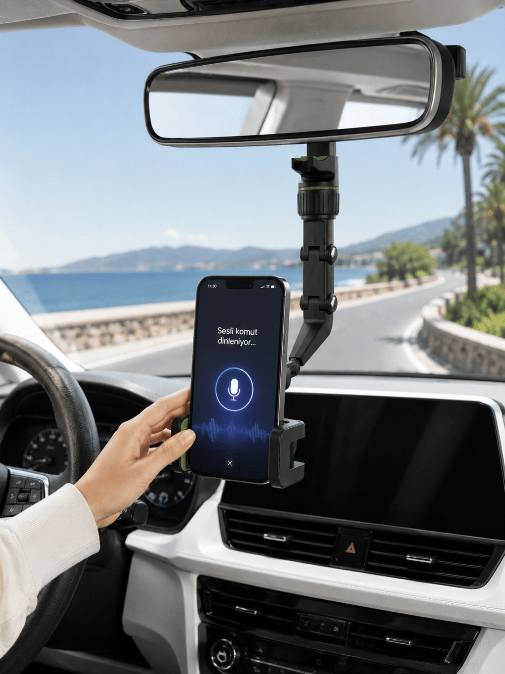 Araç İçi Dikiz Aynası Telefon Tutucu 360° Dönebilen Katlanabilir