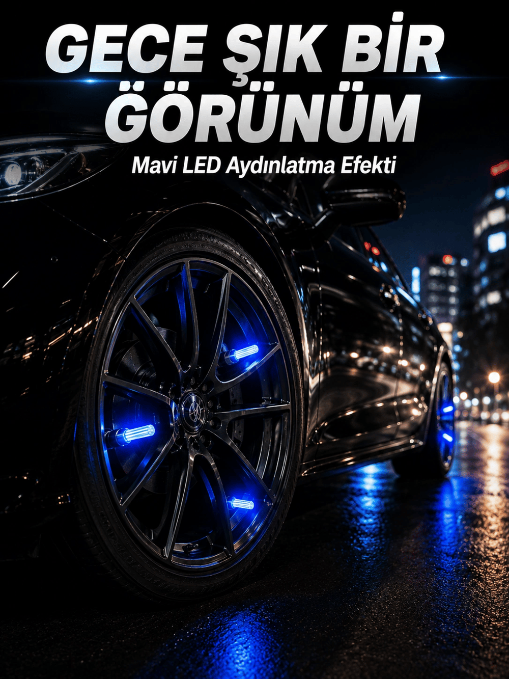 Araç Sibop Işığı 4lü Set Otomatik Yanan LED Lastik Aksesuarı