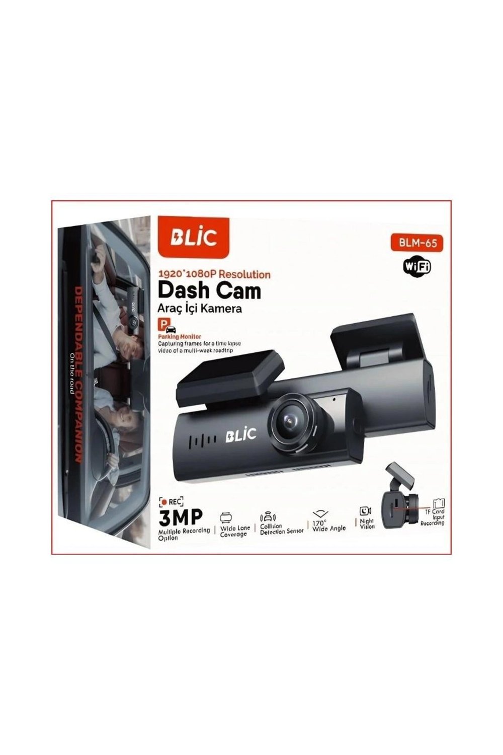 Araç içi kamera 1080P çözünürlük 1.2 inç ekran WiFi destekli gece görüşlü lityum-iyon