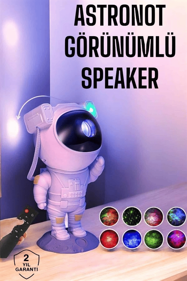 Astronot Bluetooth Hoparlör Gökyüzü Projektör Gece Lambası