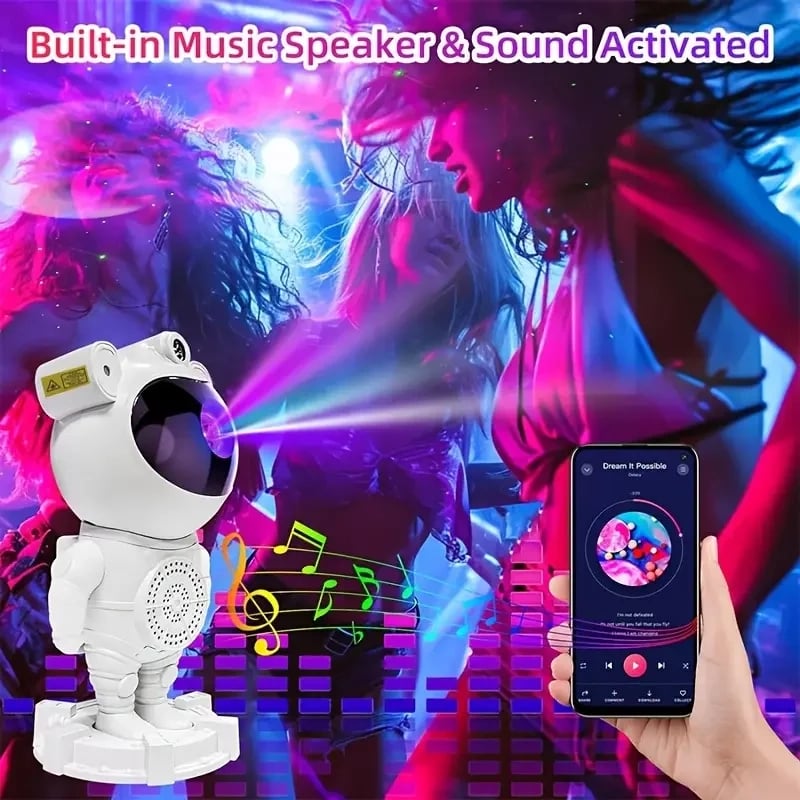 Astronot Gece Lambası Projektör Bluetooth Hoparlör Uzaktan Kumandalı Bx40