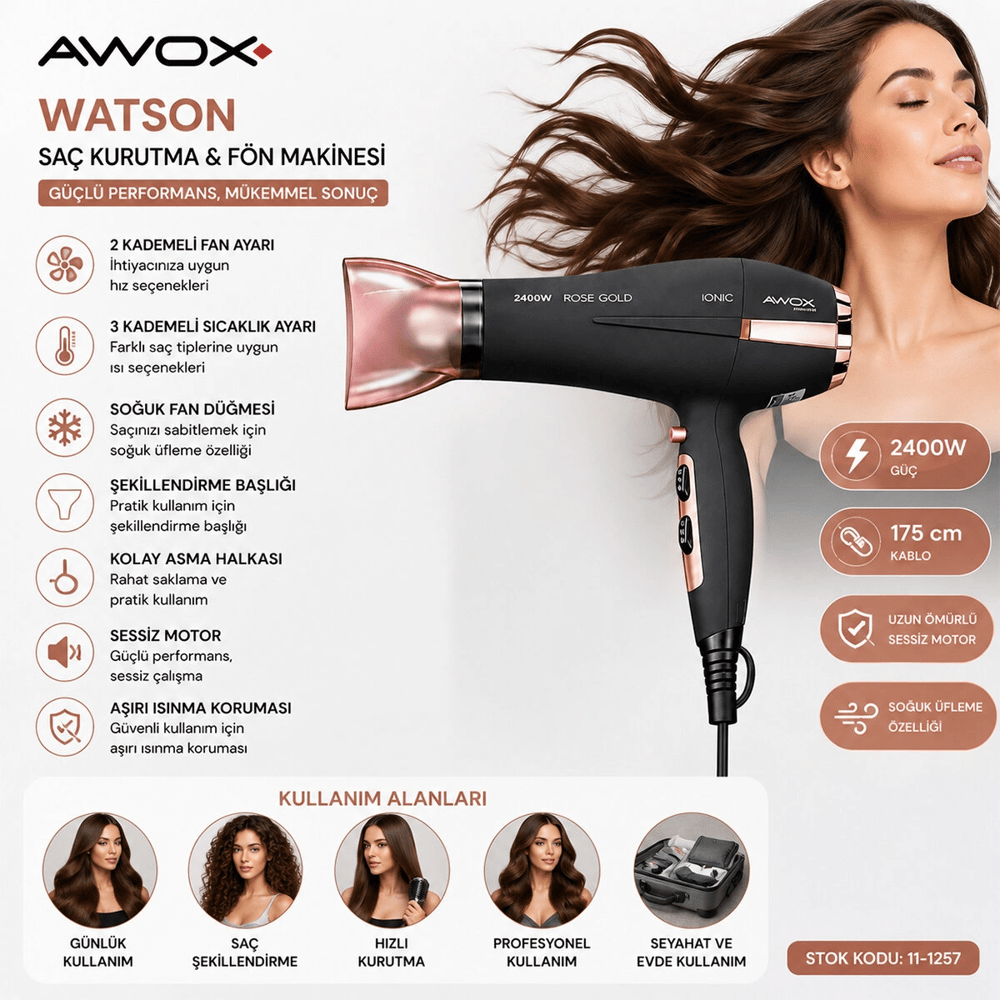 Awox Watson Saç Kurutma - Fön Makinesi 2400w Bx40