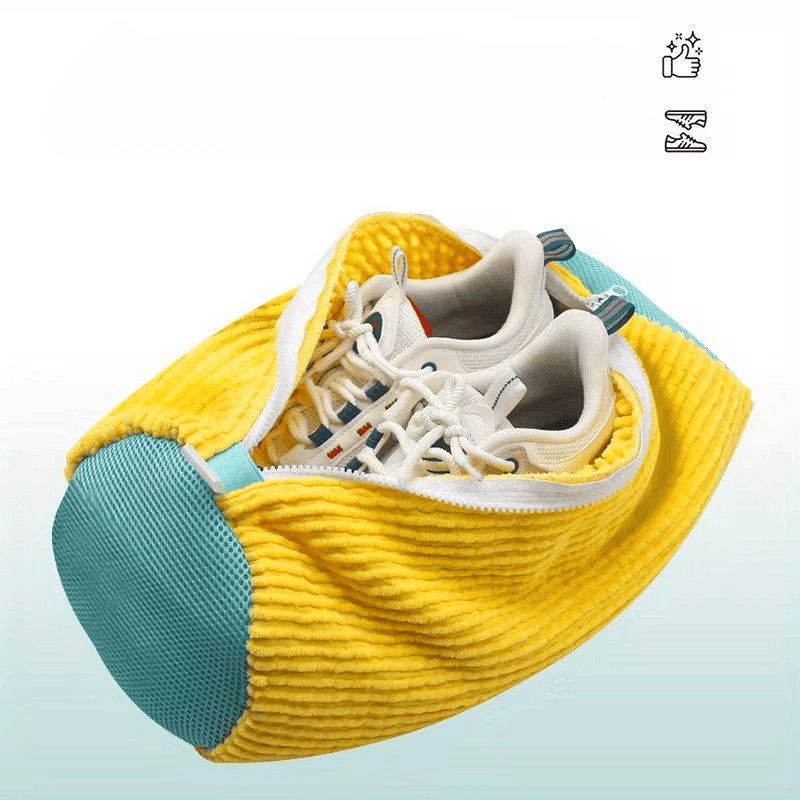 Mikrofiber Astarlı 1 Adet Ayakkabı Yıkama Torbası - Fermuarlı Spor Ayakkabı Koruyucu BX-313582