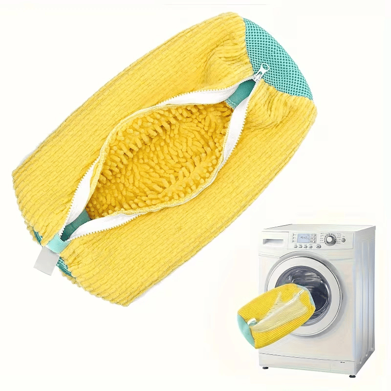 Mikrofiber Astarlı 1 Adet Ayakkabı Yıkama Torbası - Fermuarlı Spor Ayakkabı Koruyucu BX-313582