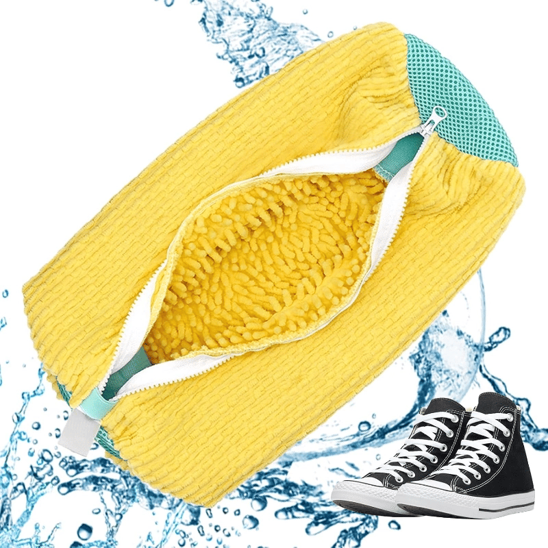 Mikrofiber Astarlı 1 Adet Ayakkabı Yıkama Torbası - Fermuarlı Spor Ayakkabı Koruyucu BX-313582
