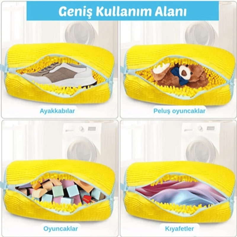 Mikrofiber Astarlı 1 Adet Ayakkabı Yıkama Torbası - Fermuarlı Spor Ayakkabı Koruyucu BX-313582