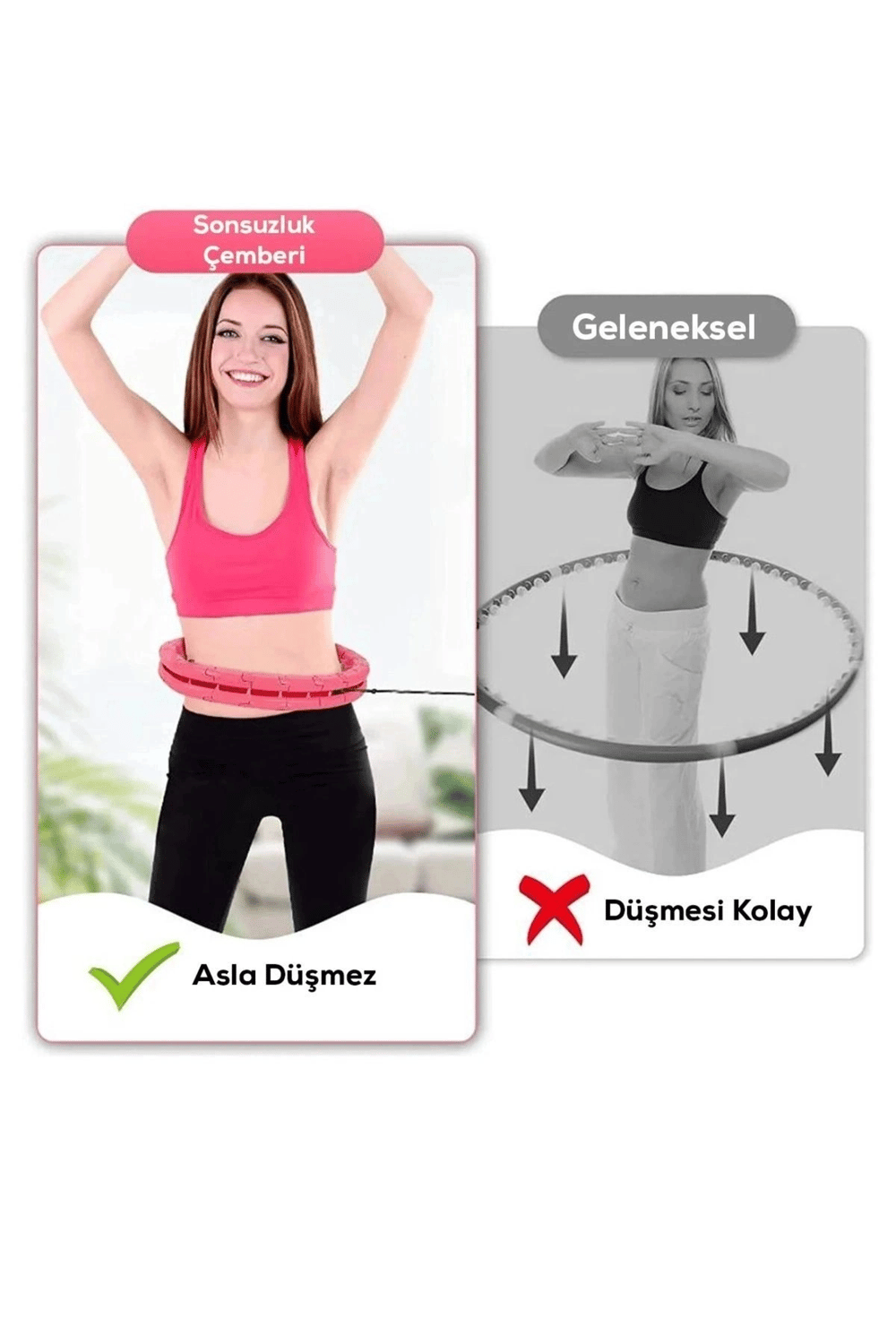 Ayarlanabilir Akıllı Hula Hoop Bel İnceletme Egzersiz Çemberi Kırmızı 24 Parça Fitness