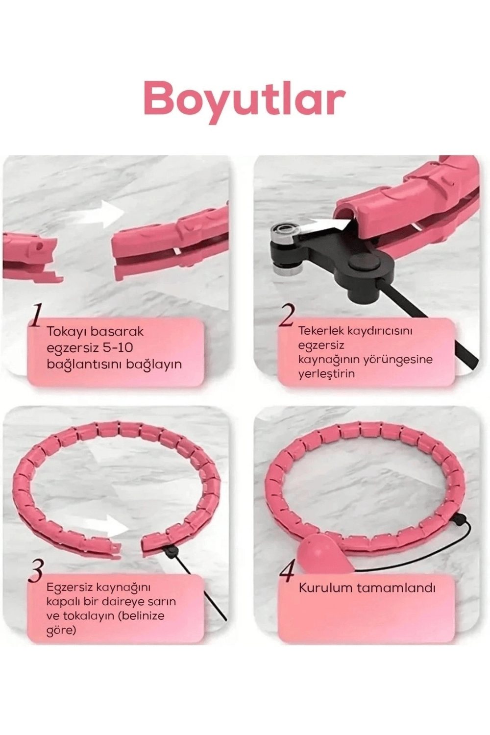 Ayarlanabilir Akıllı Hula Hoop Bel İnceletme Egzersiz Çemberi Kırmızı 24 Parça Fitness