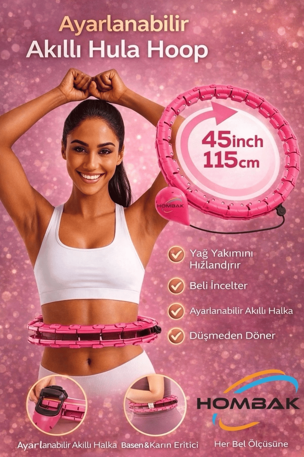 Ayarlanabilir Akıllı Hula Hoop Bel İnceletme Egzersiz Çemberi Kırmızı 24 Parça Fitness
