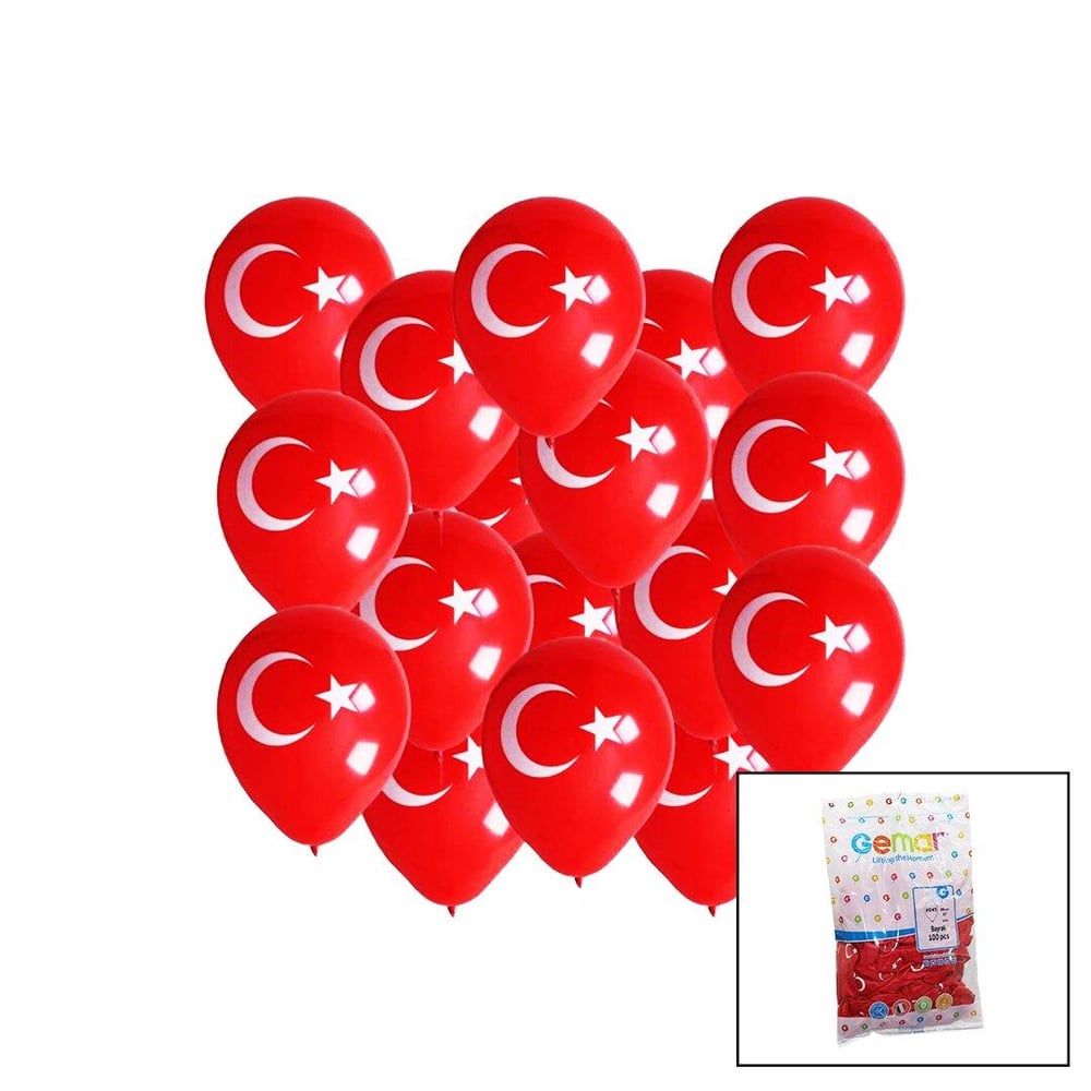 BAYRAKLI BALON  10 İNÇ - 26CM - 100PCS (3936)