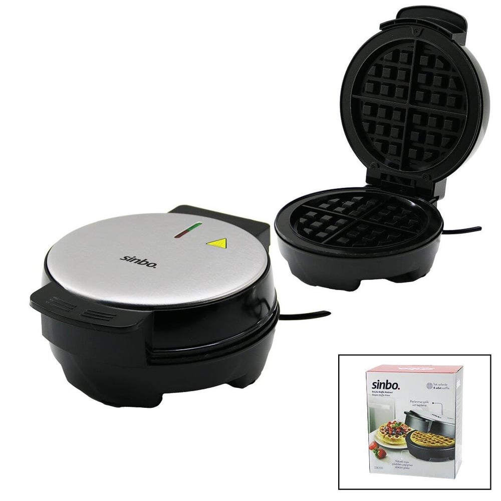 BELÇİKA WAFFLE MAKİNESİ ELEKTRİKLİ 4 WAFFLE - YAPIŞMAZ DÖKÜM PLAKA PASLANMAZ ÇELİK ÜST KAPLAMA SSM-2591 (3936)