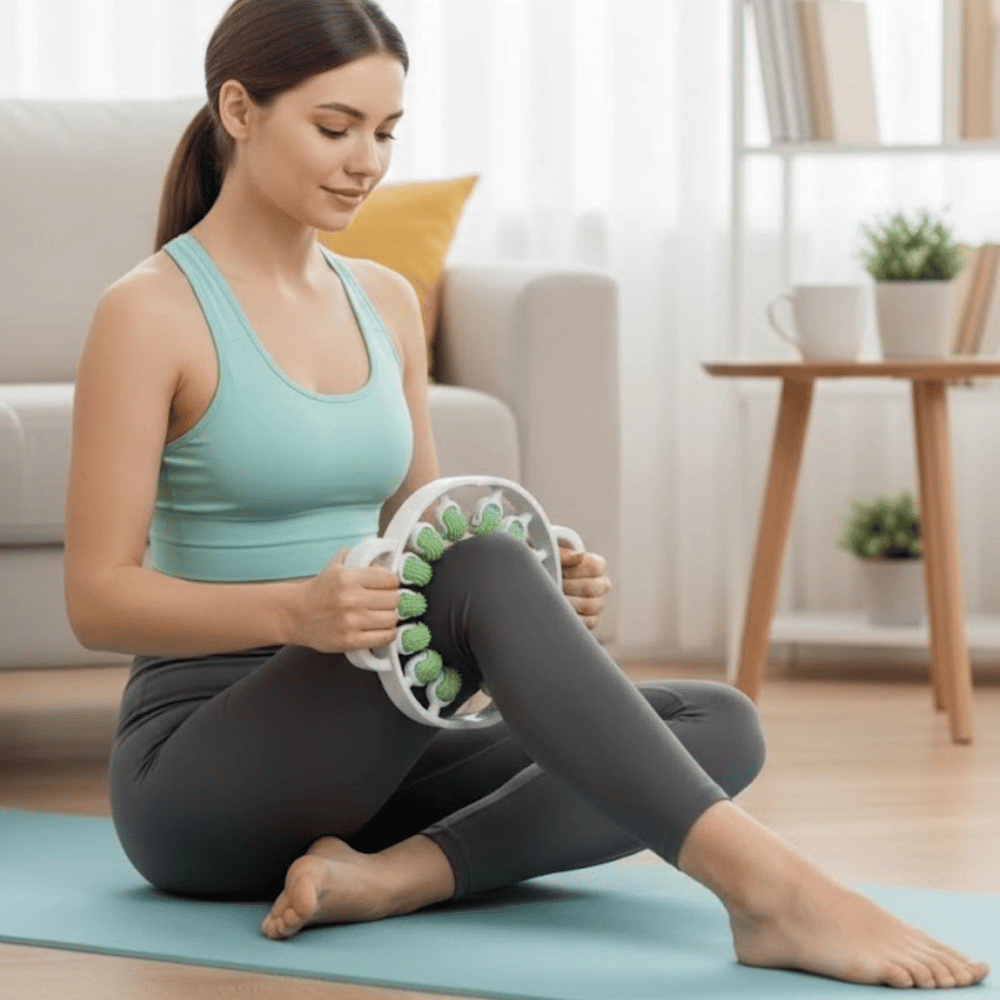 BUFFER® 12 Tekerlekli Ayarlanabilir Bacak,Bel ve Kol Masaj Aleti – 360° Tam Daire Derin Doku Kas ve Lenfatik Masaj Silindiri
