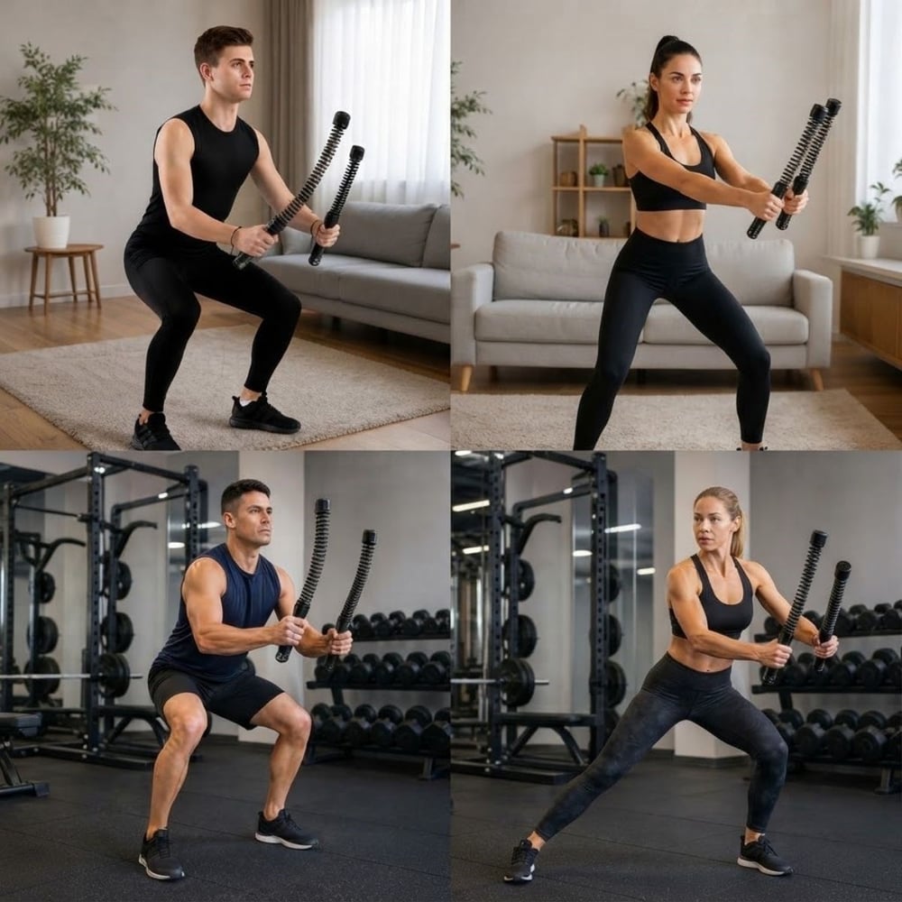 BUFFER® 2li Battle Rope Titreşimli Egzersiz Çubuğu, Yaylı Dalga Mekanizmalı Kol, Omuz, Göğüs, Sırt ve Core Antrenman Aleti