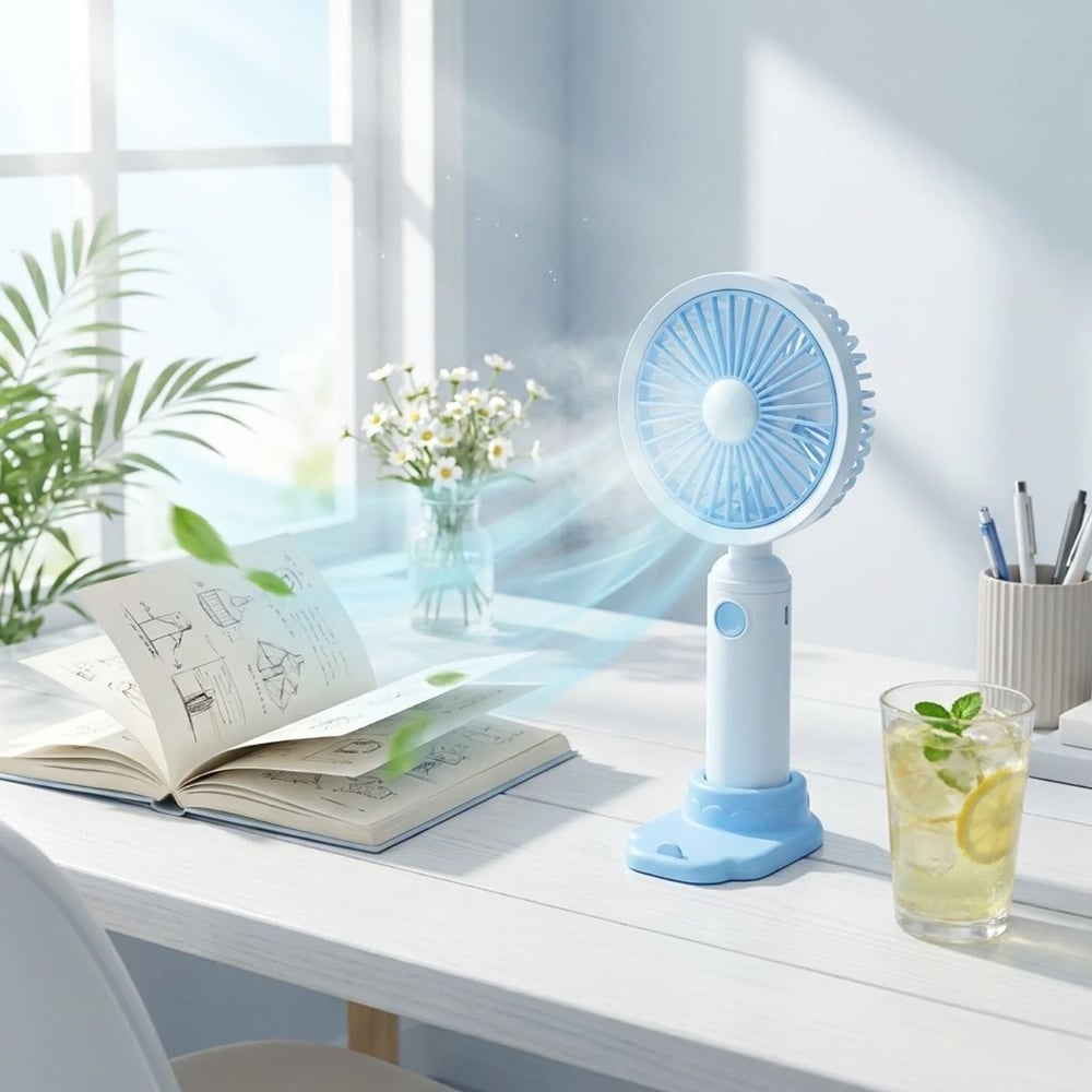 BUFFER® 3 Kademeli Masaüstü Fan – Telefon Tutuculu Özellikli Standlı Elde Taşınabilir Mini Fan  EKL29