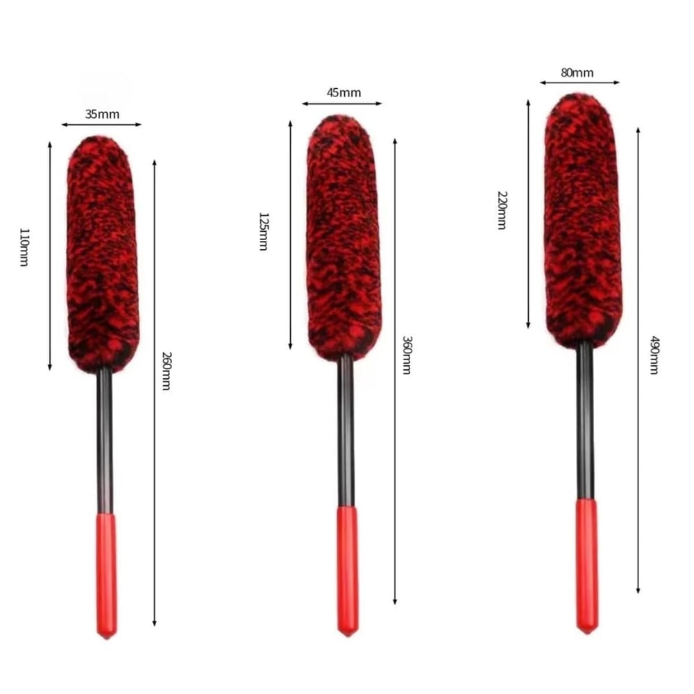 BUFFER® 3lü Bükülebilen Peluş Detaylı Temizlik İçin Oto Jant, Egzos Temizleme Fırçası
