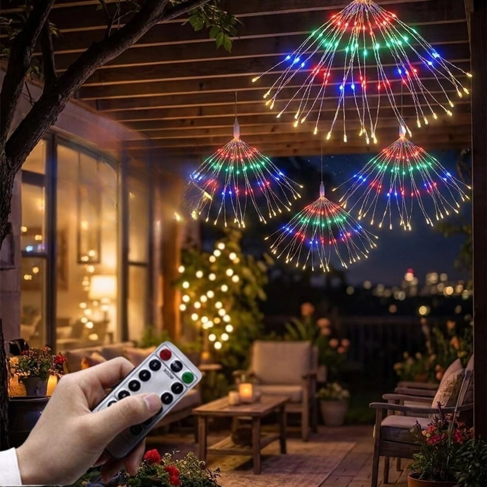 BUFFER® 4’lü Açılır LED Işık Seti – 8 Farklı Işık Modlu, Kumandalı, USB Kablolu Renkli Dekoratif Fiber LED Lamba