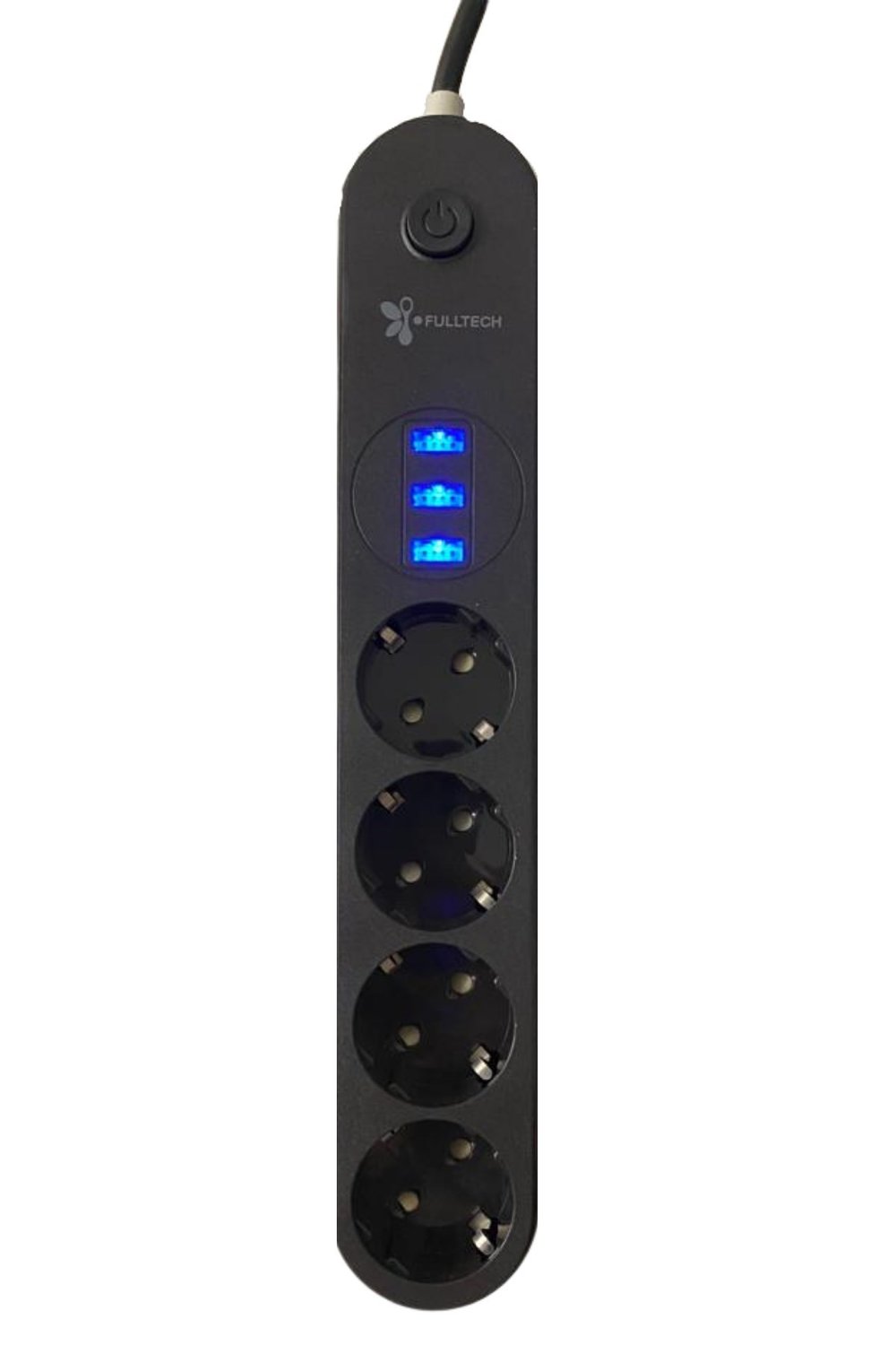 BUFFER® 4lü Siyah Anahtarlı 3 USB Li Akım Korumalı Topraklı Çocuk Korumalı Grup Priz 2 Metre