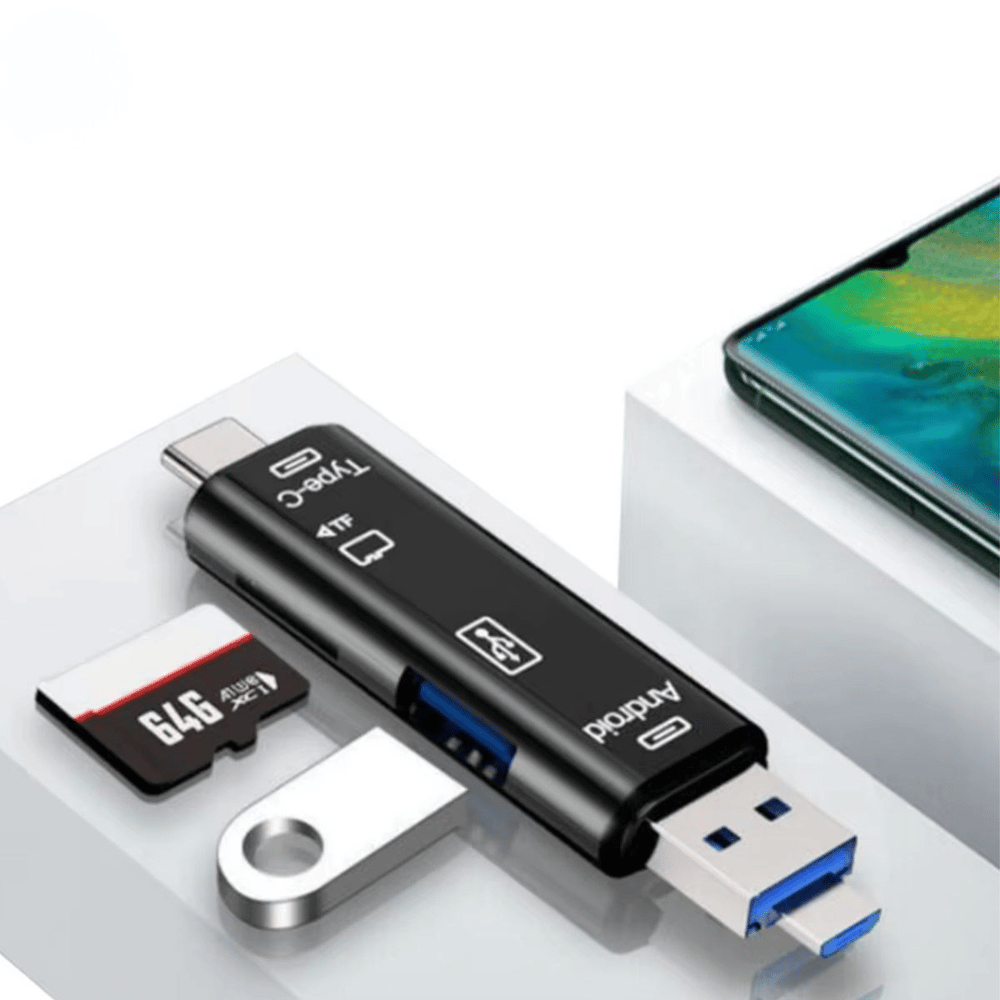BUFFER® 5 In 1 Çok Fonksiyonlu USB 2.0 Micro Sd Kart Okuyucu - Usb/micro Usb/type-C Çıkışlı, Otg Çevirici