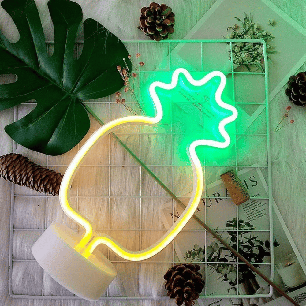 BUFFER® Dekoratif Ananaslı Neon Led Masa Ve Gece Lambası Hediyelik Lamba