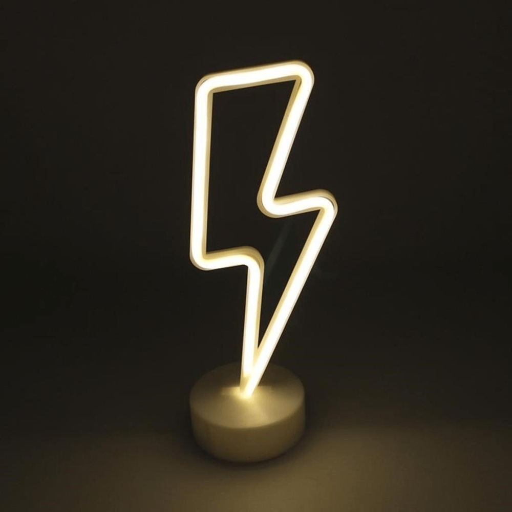BUFFER® Dekoratif Şimşek Şeklinde Pilli Neon Led Lamba Süs Masa Lambası