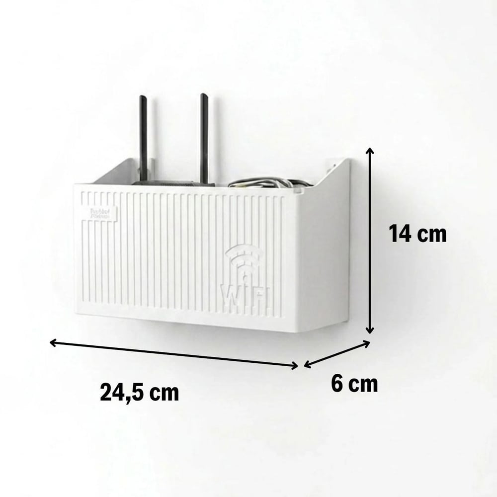 BUFFER® Duvar Tipi Wi-Fi Modem Saklama Kutusu(Beyaz) – Kablo Düzenleyici Router Raf Organizer