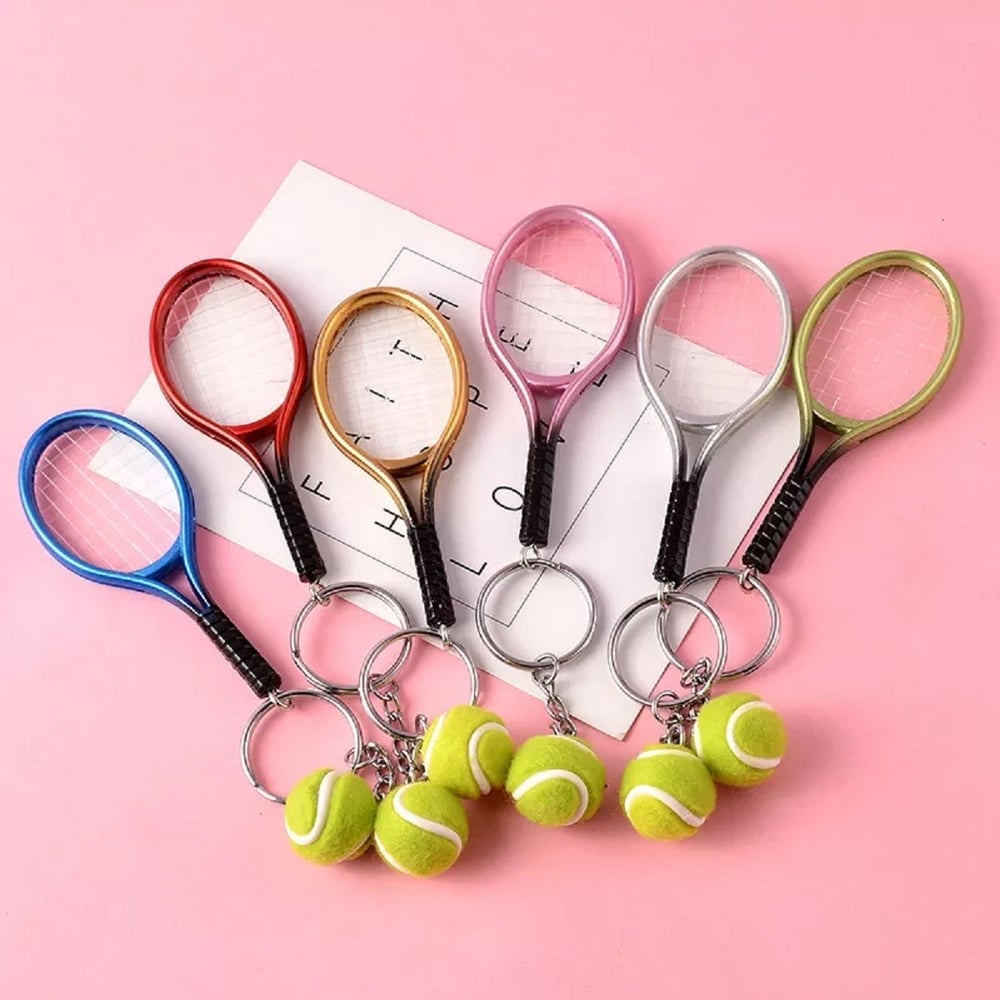 BUFFER® Gerçekçi Tenis Raketi Tasarımlı Şık Anahtarlık Kolye Çanta Süsü Tennis Keychain