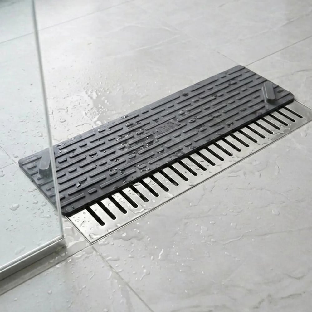 BUFFER® Gri Uzun Gider Kapağı Silikon Mat – Koku Önleyici ve Haşere Engelleyici Gider Koruyucu