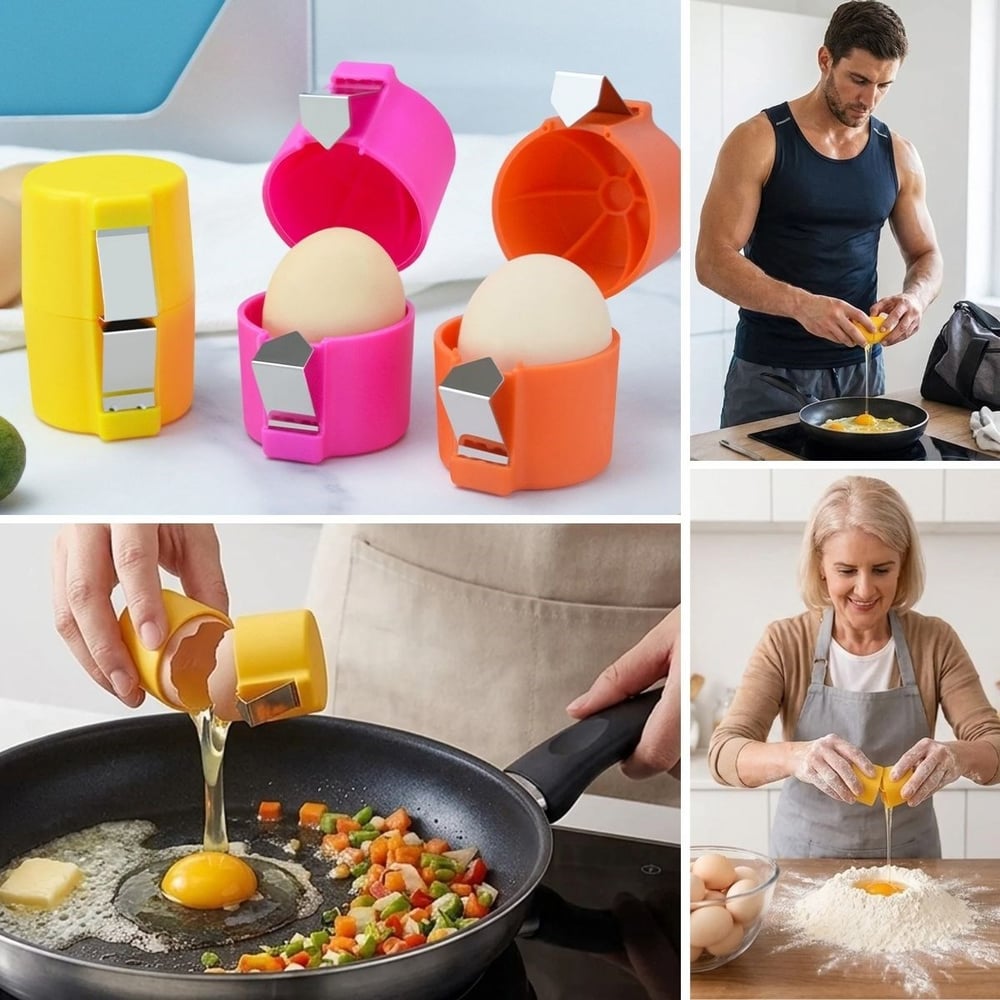 BUFFER® Hijyenik Pratik Yumurta Kırıcı – Tek Hamlede Kolay Yumurta Kırma Aparatı ve Mutfak Yardımcısı