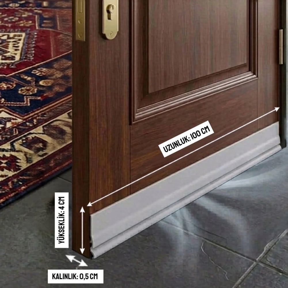 BUFFER® Kapı Altı Rüzgar Önleyici Bant – Yapışkanlı Kesilebilir Toz, Ses ve Hava Kesici İzolasyon Şeridi (100 cm)