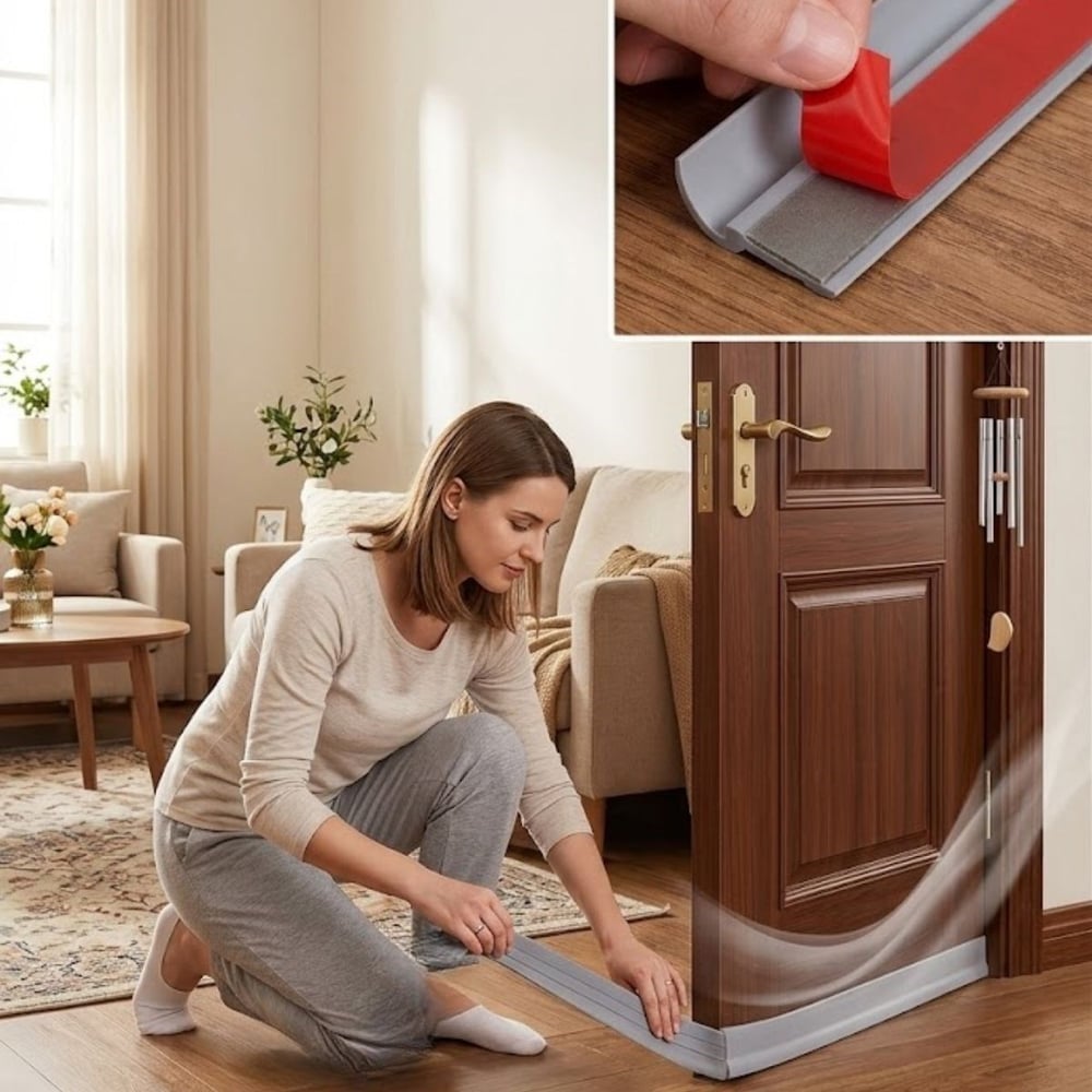 BUFFER® Kapı Altı Rüzgar Önleyici Bant – Yapışkanlı Kesilebilir Toz, Ses ve Hava Kesici İzolasyon Şeridi (100 cm)