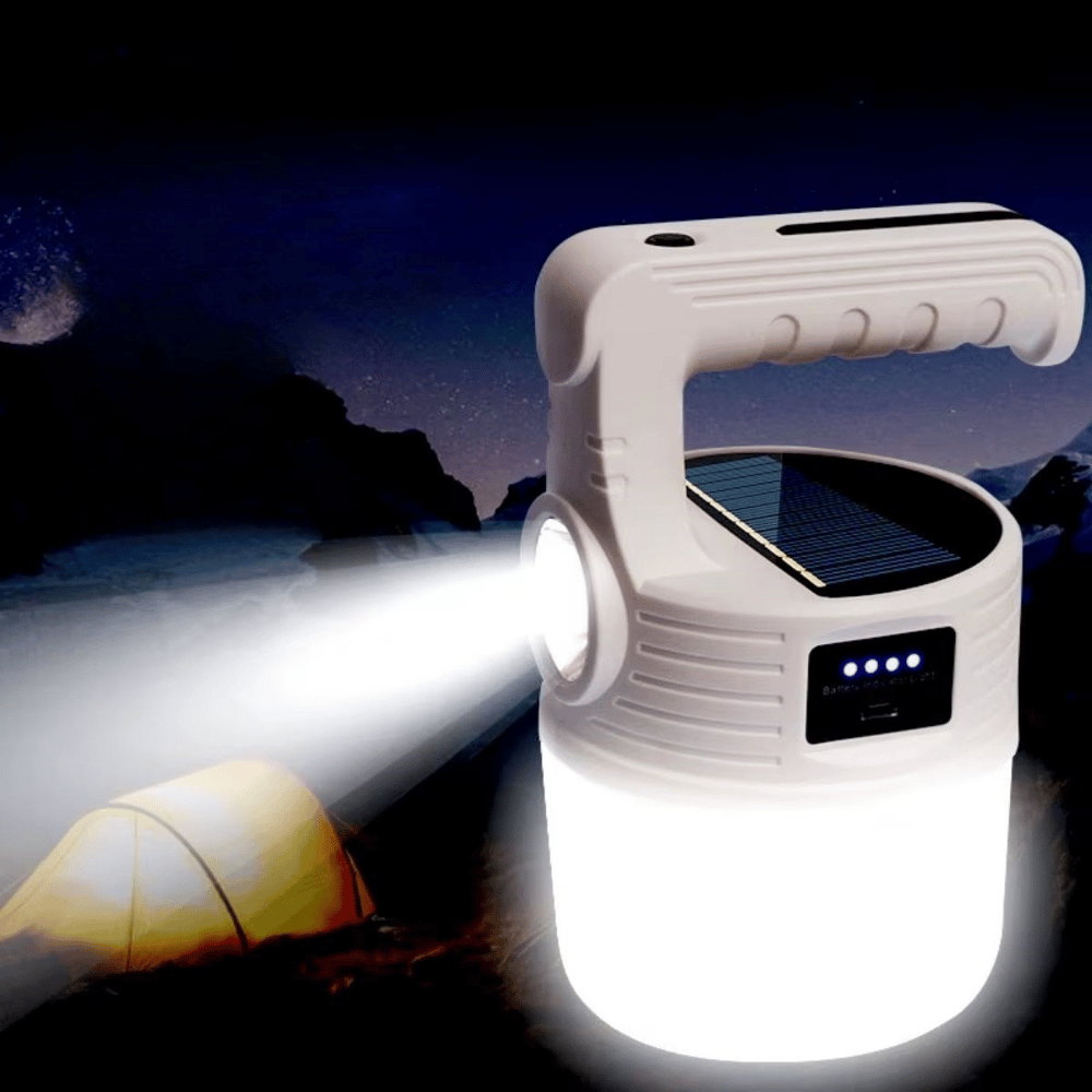 BUFFER® LED Güneş Enerjili Kamp Lambası–2000 Lümen Süper Parlak, 5 Aydınlatma Modlu,USB ile Şarj Edilebilir Dış Mekan,Asılabilir Torch El Feneri