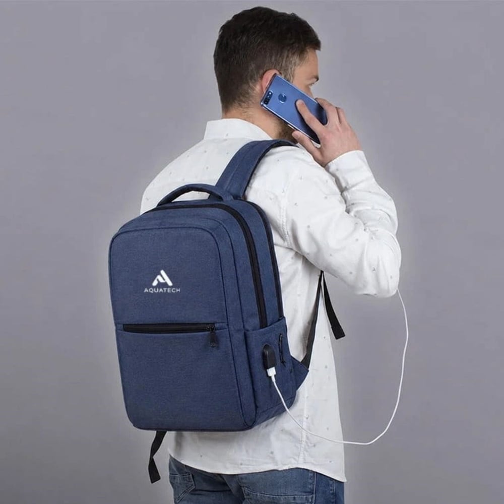 BUFFER® Lacivert Laptop Sırt Çantası, Bilgisayar Korumalı İç Bölmeli Notebook Çantası, Organizer Cepli ve USB Şarj Portlu