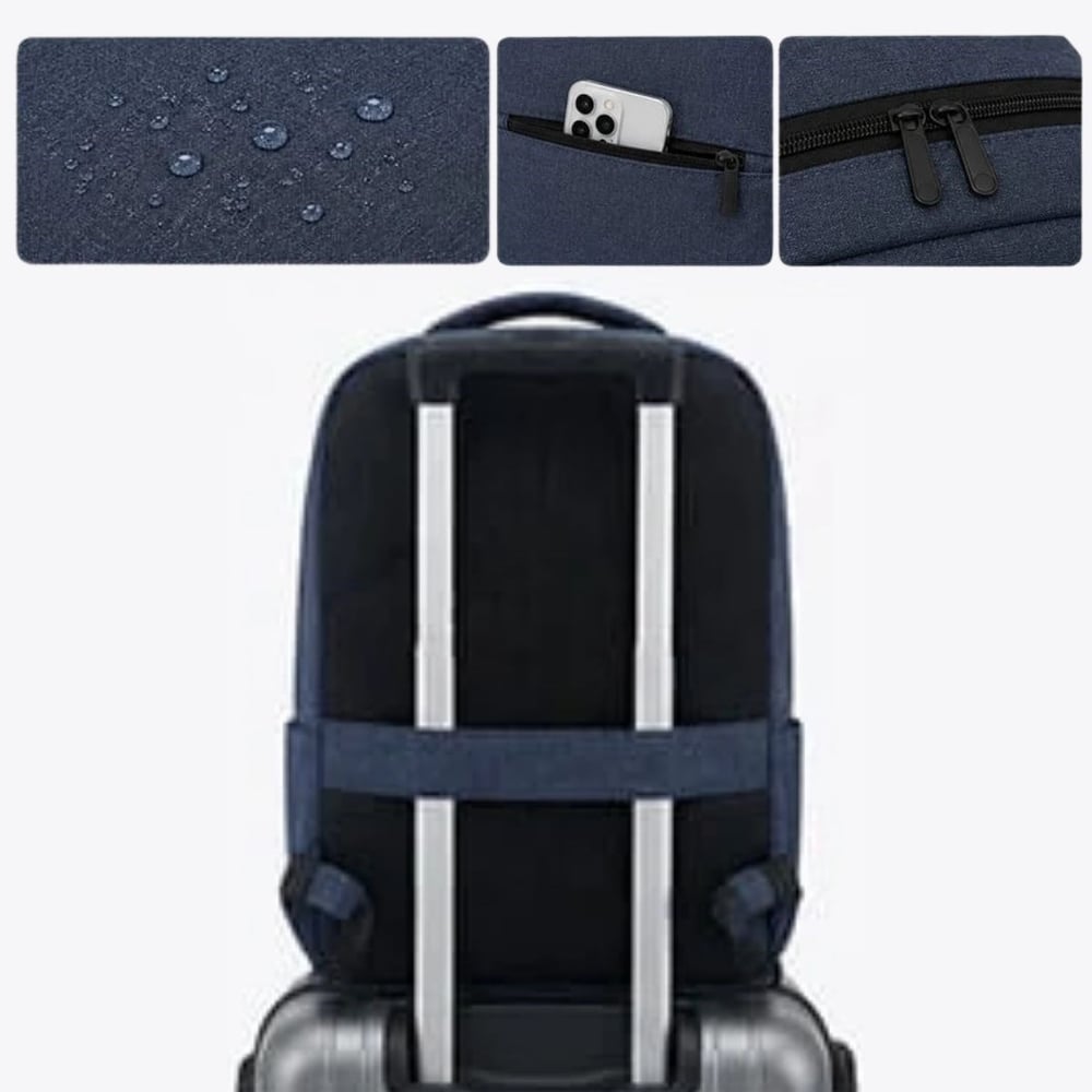 BUFFER® Lacivert Laptop Sırt Çantası, Bilgisayar Korumalı İç Bölmeli Notebook Çantası, Organizer Cepli ve USB Şarj Portlu