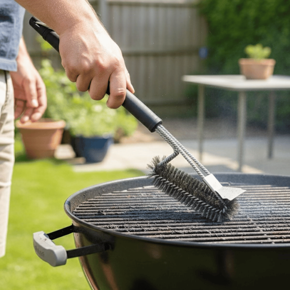 BUFFER® Mangal Izgara Temizleme Fırçası – Paslanmaz Çelik Telli, Uzun Saplı Grill Temizlik Aparatı Mangal Temizlik Fırçası
