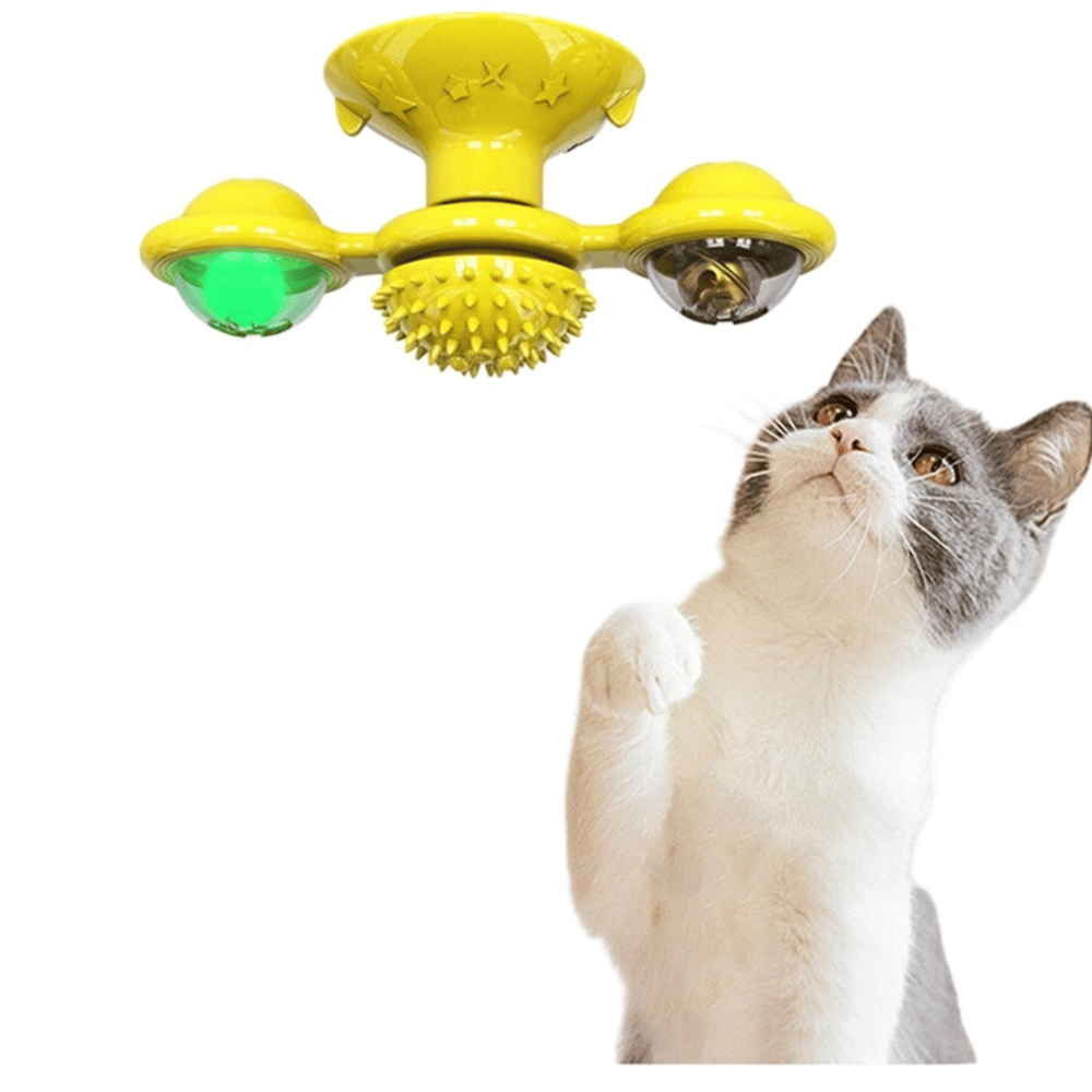 BUFFER® Pet Malzemeleri Vantuzlu Fırıldak Toplu Dönen Şeffaf Depo Tasarım İnteraktif Kedi Oyuncağı