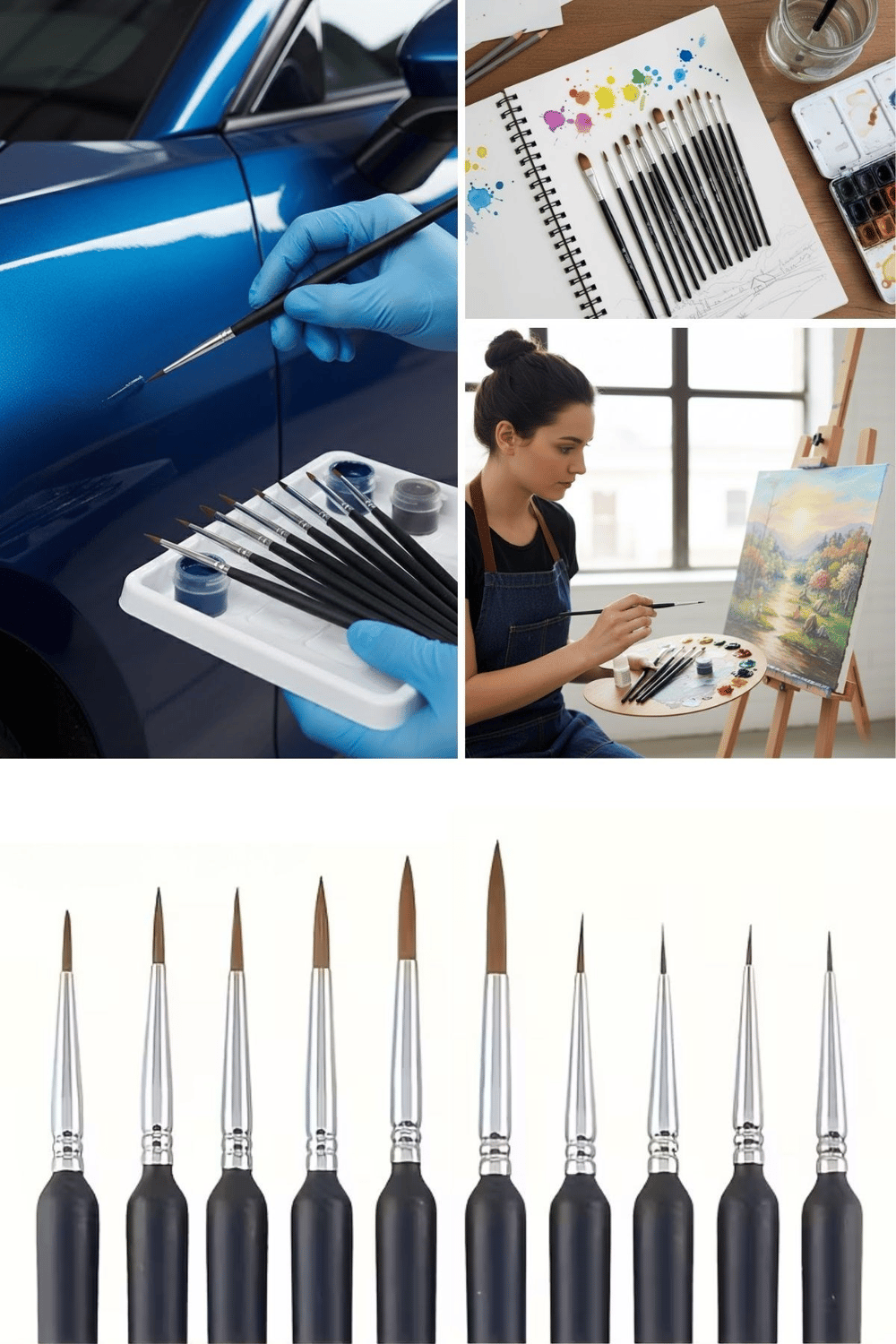 BUFFER®10 Adet Hobi ve Araba Rötüş Fırça Seti – İnce Detay Boyama, Model Yapımı ve Araç Çizik Giderme İçin Çok Amaçlı Fırça Takımı
