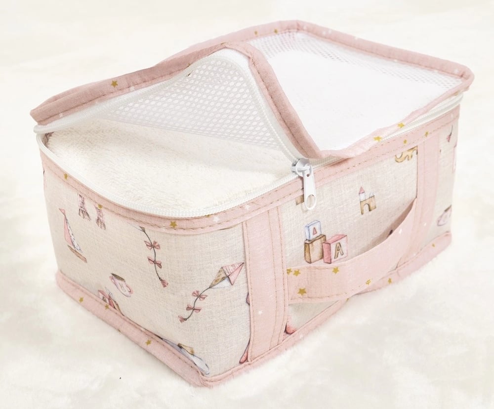 Baby 6lı Desenli Fileli Bavul Valiz İçi Düzenleyici Çok Amaçlı Organizer (pembe)