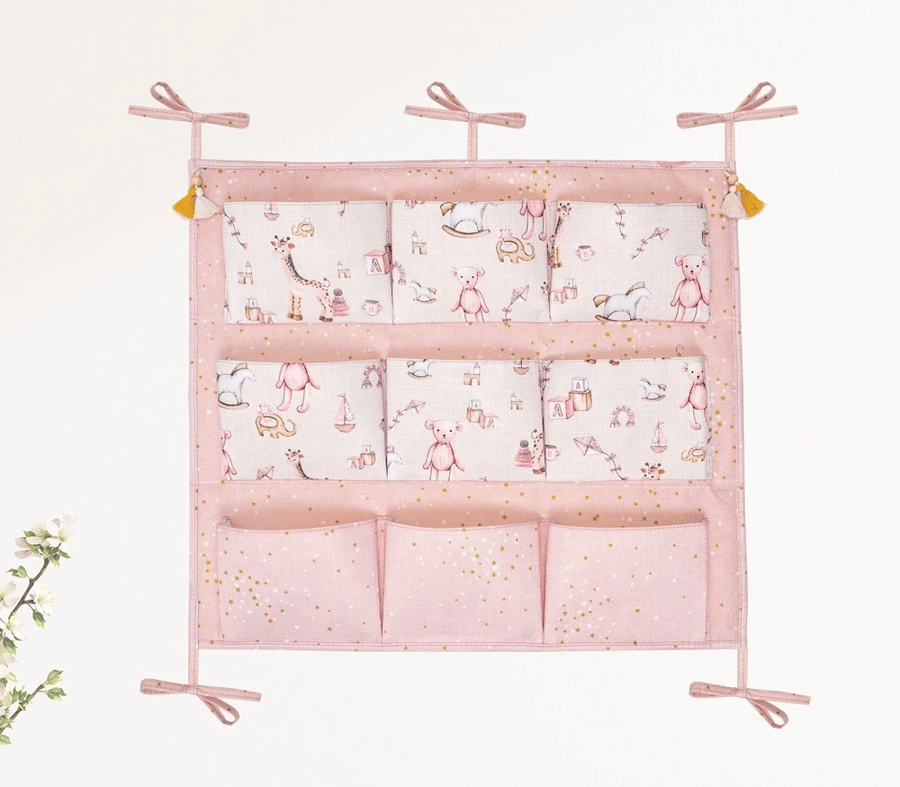Baby 9 Cepli Bağlamalı Beşik Kenarı Düzenleyici (pembe)