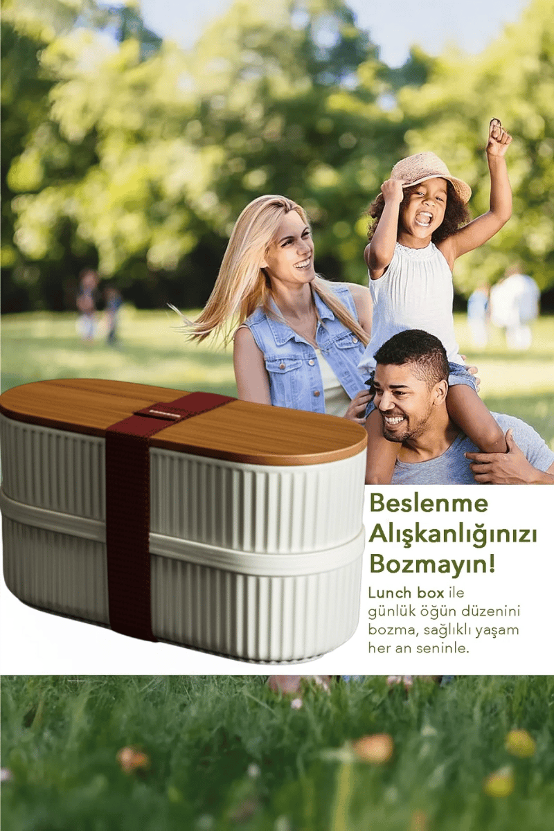 Bambu Kahvaltılık Saklama Kabı İki Bölmeli Büyük Lunch Box